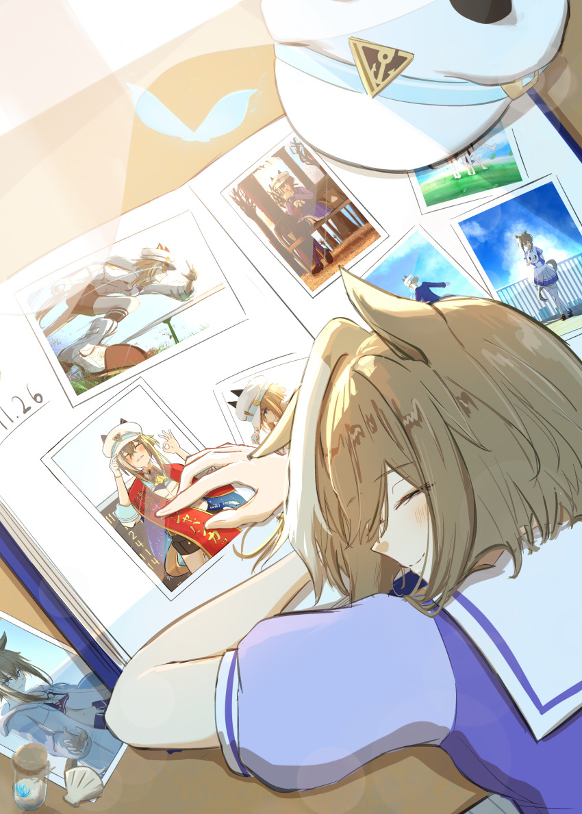 1girl, absurdres, animal_ears, ascot, bikini, bikini_shorts, birthday, black_shorts