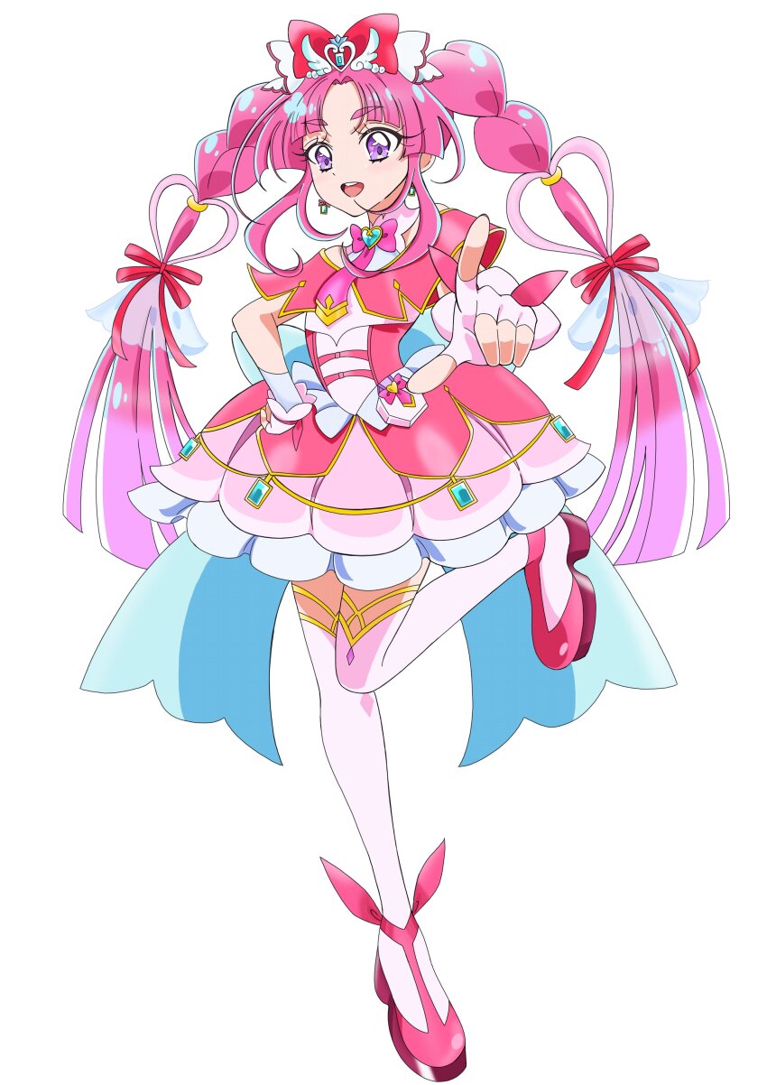 absurdres, bow, brooch, capelet, commentary_request, cure_mystique, dress, earrings