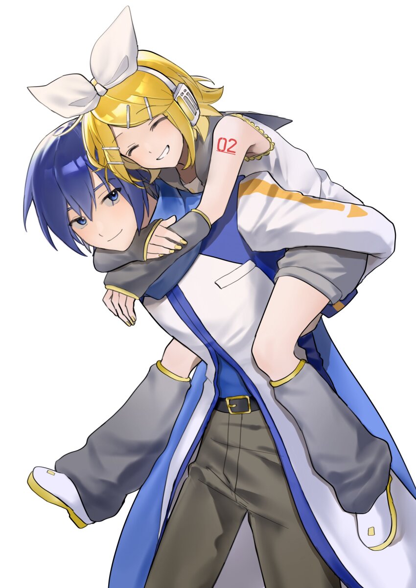 1boy, 1girl, 6_chair, absurdres, arms_on_another's_shoulder, bare_shoulders, belt, belt_buckle