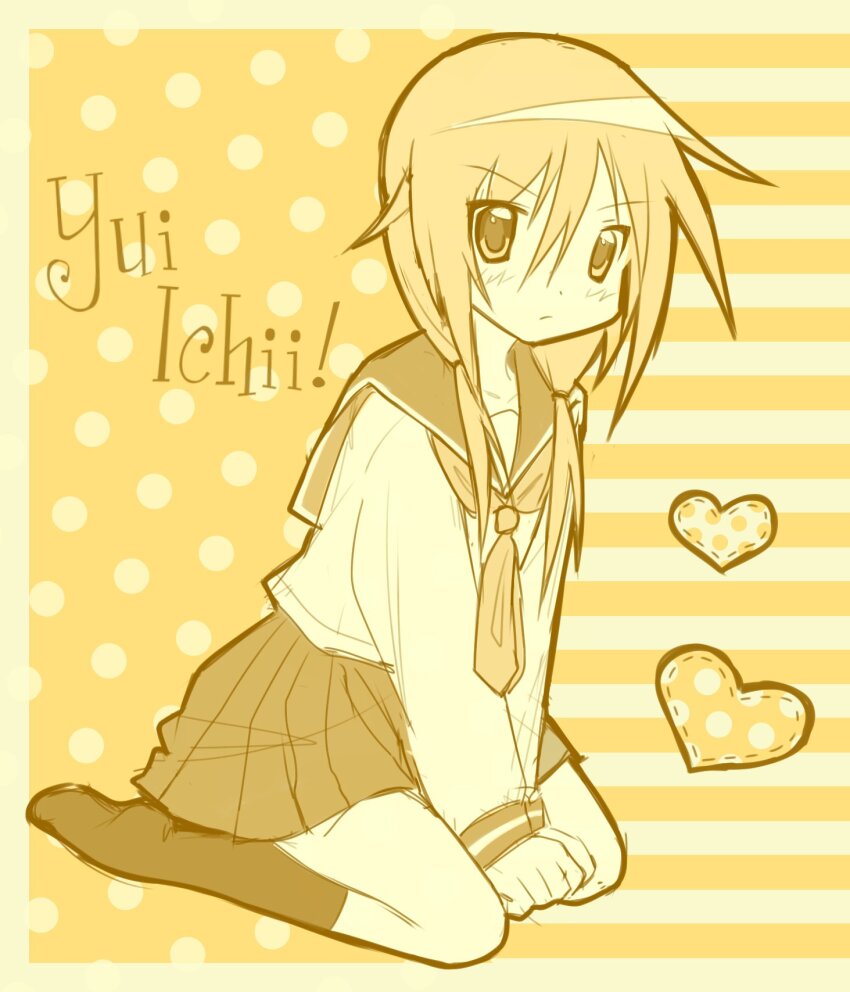 1girl, character_name, full_body, heart, highres, ichii_yui, long_hair, long_sleeves