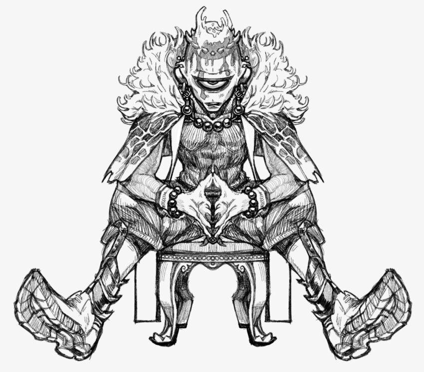 1boy, bead_bracelet, bead_necklace, beads, bracelet, cloak, commentary, cyclops