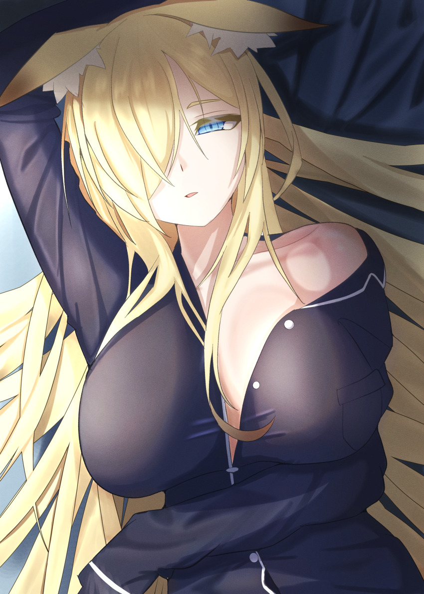 1girl, absurdres, alternate_costume, animal_ear_fluff, animal_ears, blonde_hair, blue_archive, blue_eyes