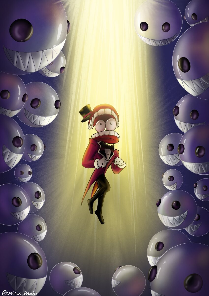 6+boys, black_bow, black_bowtie, black_pants, blue_eyes, bow, bowtie, bubble