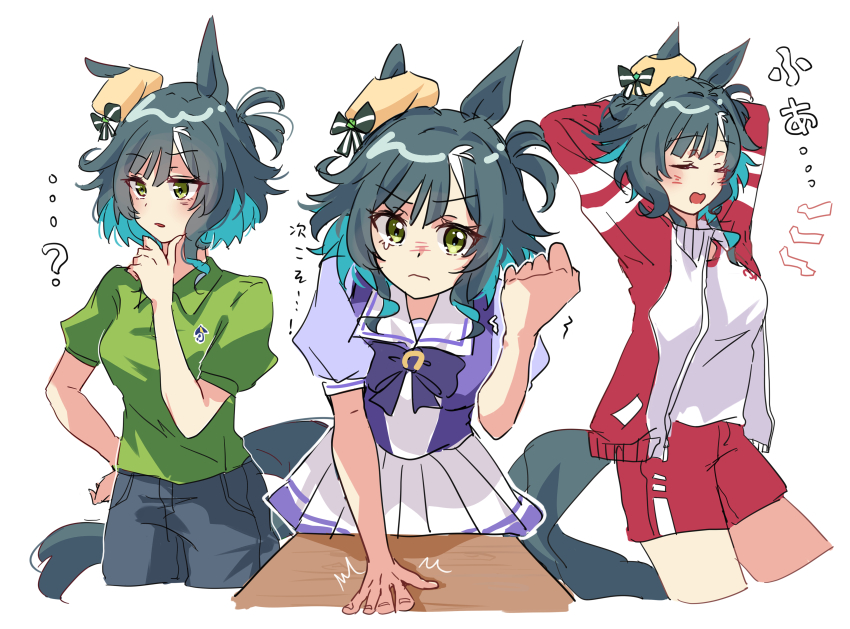 ..., 1girl, ?, absurdres, animal_ears, blush, bow, bowtie