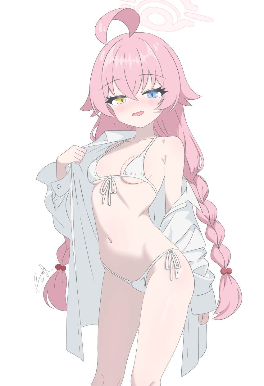 1girl, absurdres, ahoge, alternate_costume, bikini, blue_archive, braid, breasts