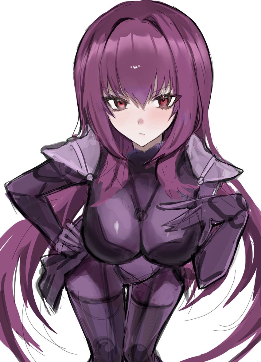 1girl, armor, blush, bodysuit, breasts, commentary_request, fate/grand_order, fate_(series)