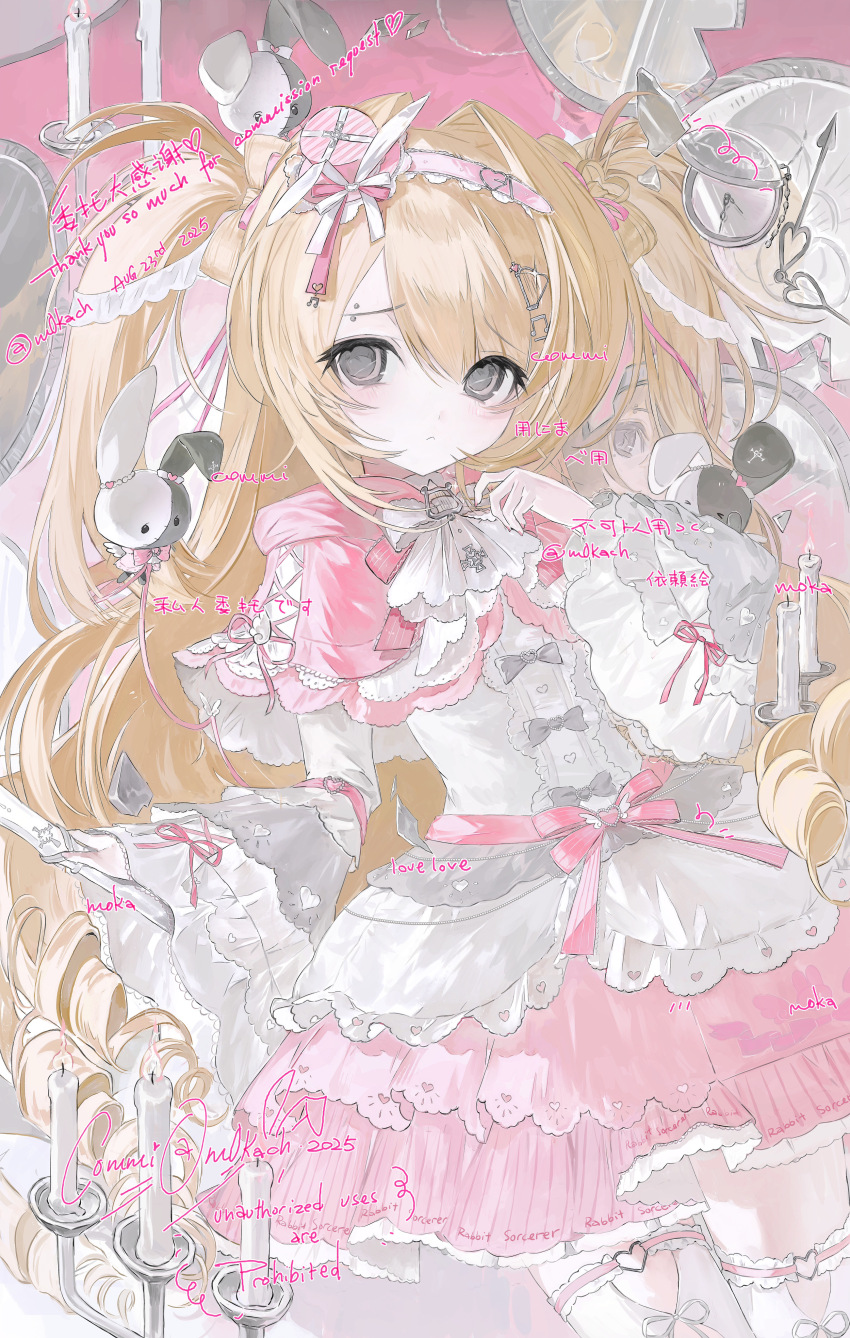 1girl, :<, @_@, absurdres, blonde_hair, blush, bow, candle