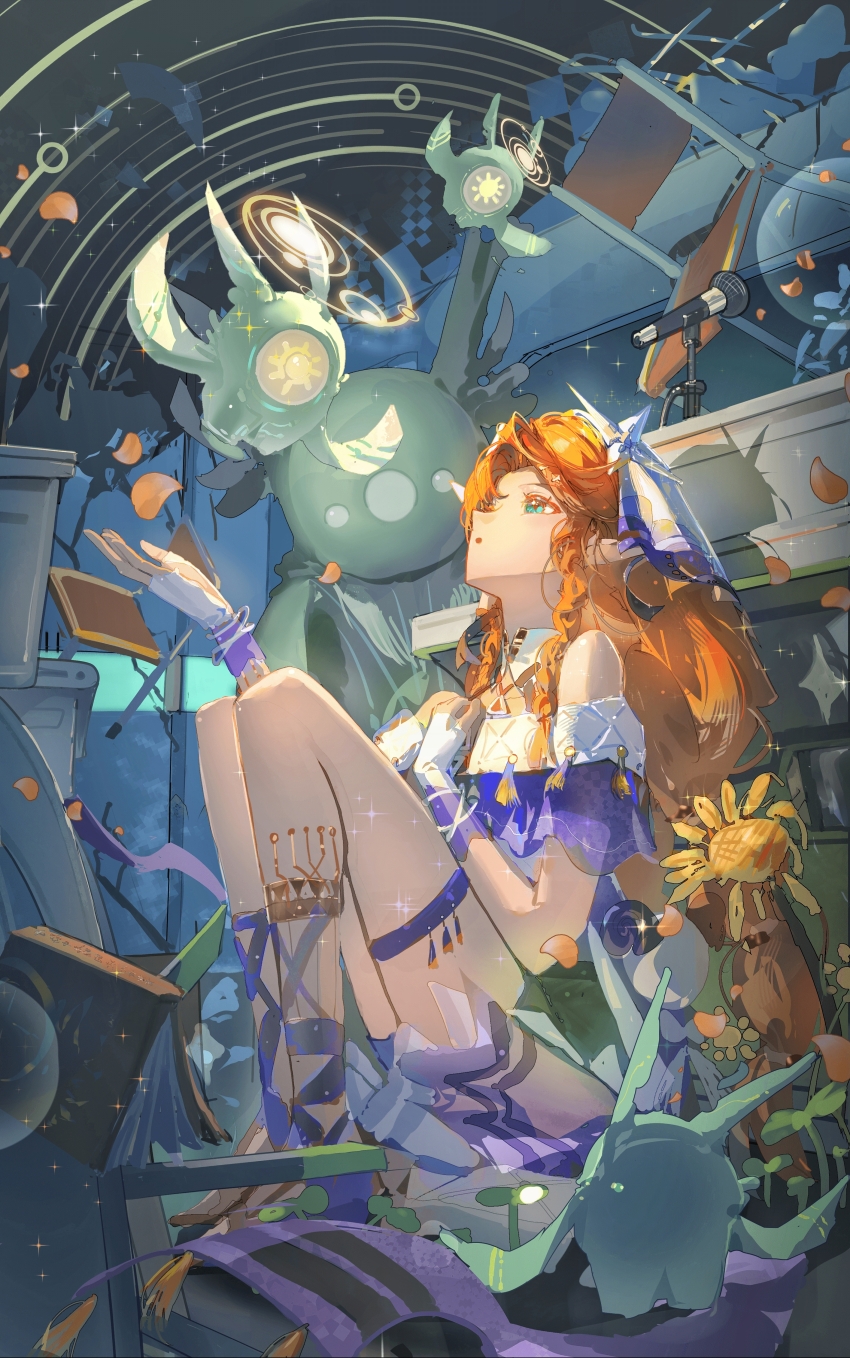 1girl, absurdres, black_shorts, braid, braided_sidelocks, chair, chinese_commentary, commentary_request