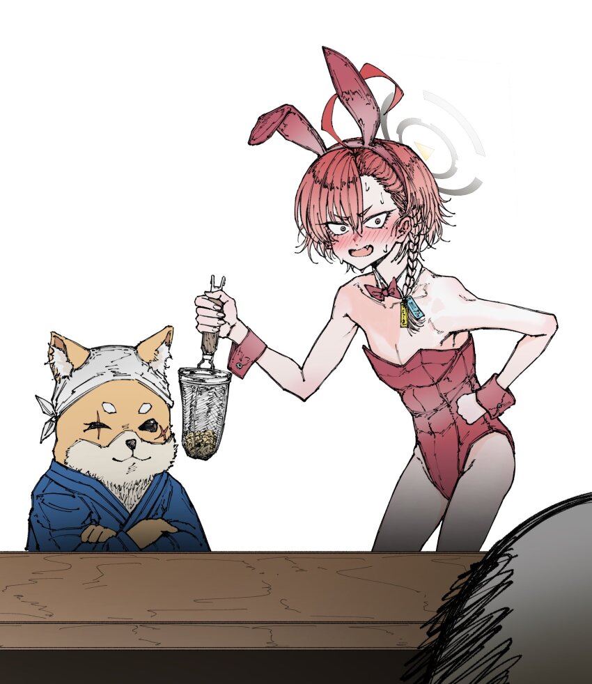 1girl, absurdres, ahoge, animal_ears, blue_archive, blush, bow, bowtie