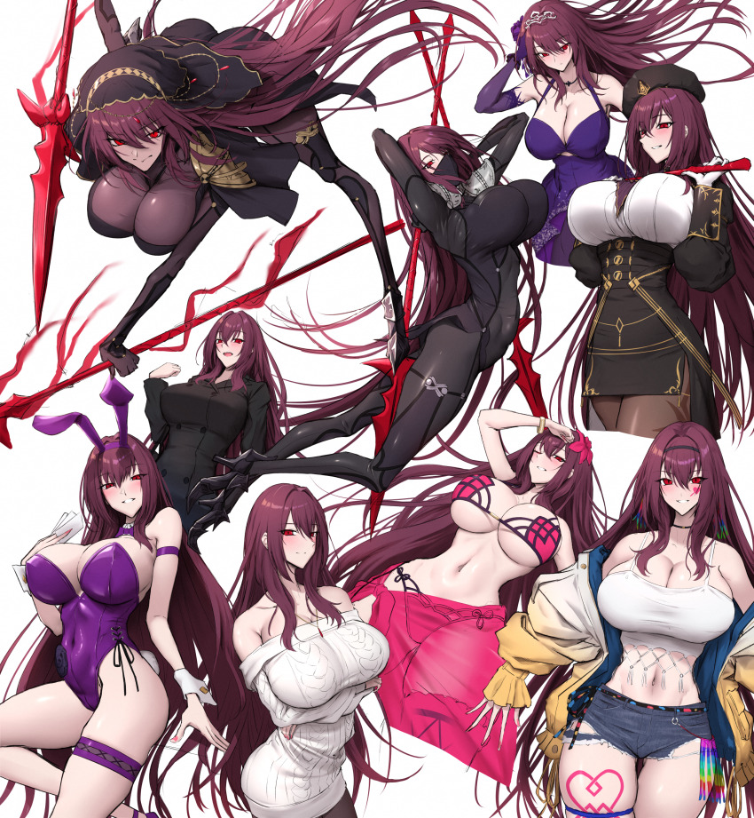 1girl, absurdres, armor, ass, bodysuit, breasts, commentary_request, covered_navel