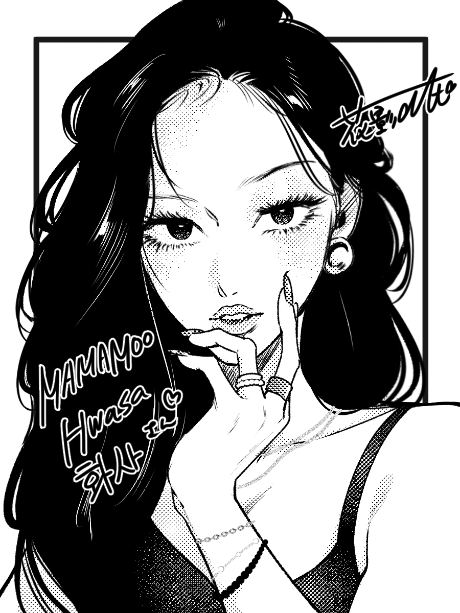 1girl, alt_o_ekaki, animification, black_border, border, bracelet, camisole, character_name