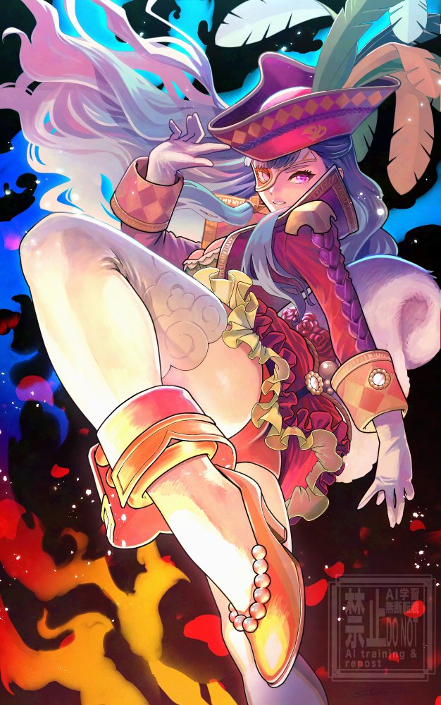 1girl, breasts, cleavage, commentary_request, dress, epaulettes, foot_out_of_frame, gem