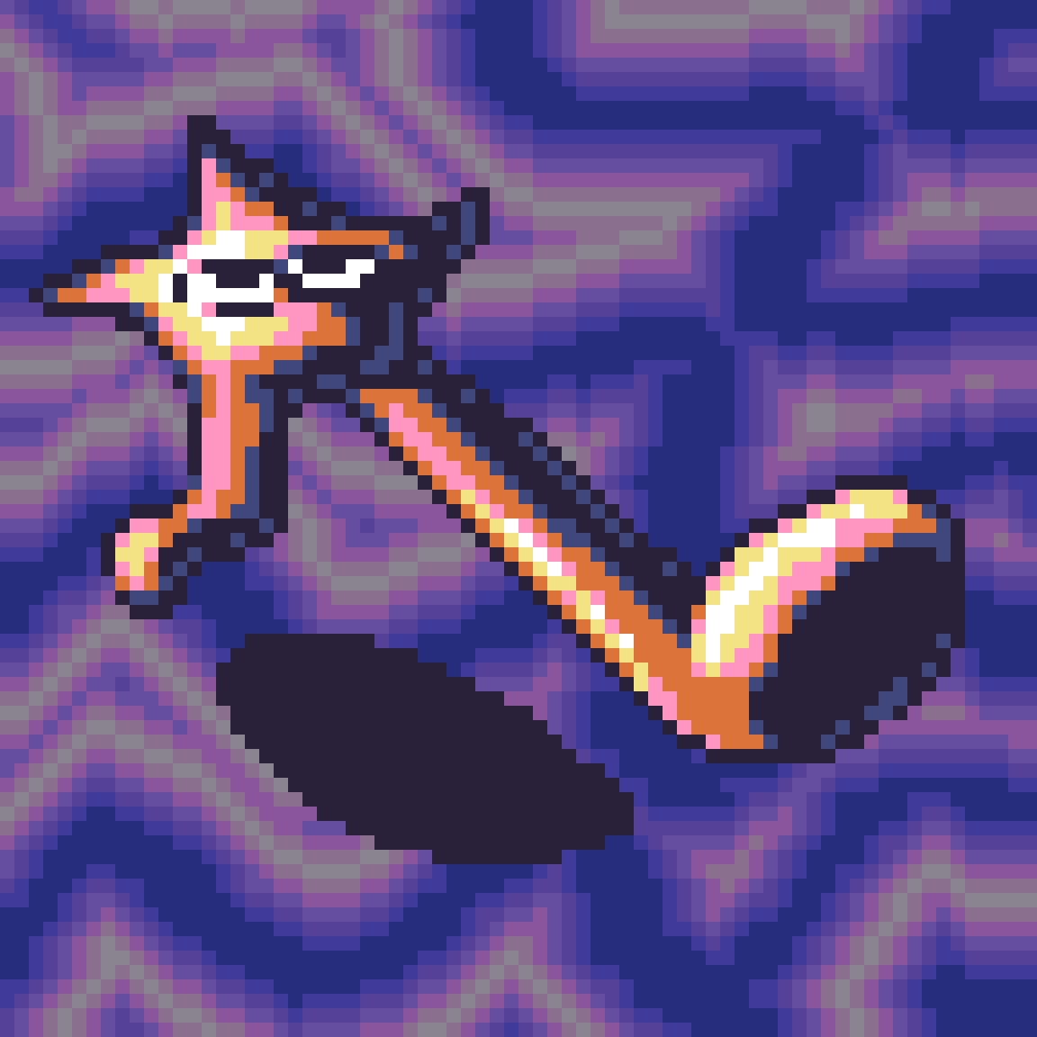 1boy, black_eyes, colored_skin, commentary, deltarune, dotpict_(medium), english_commentary, gold_skin