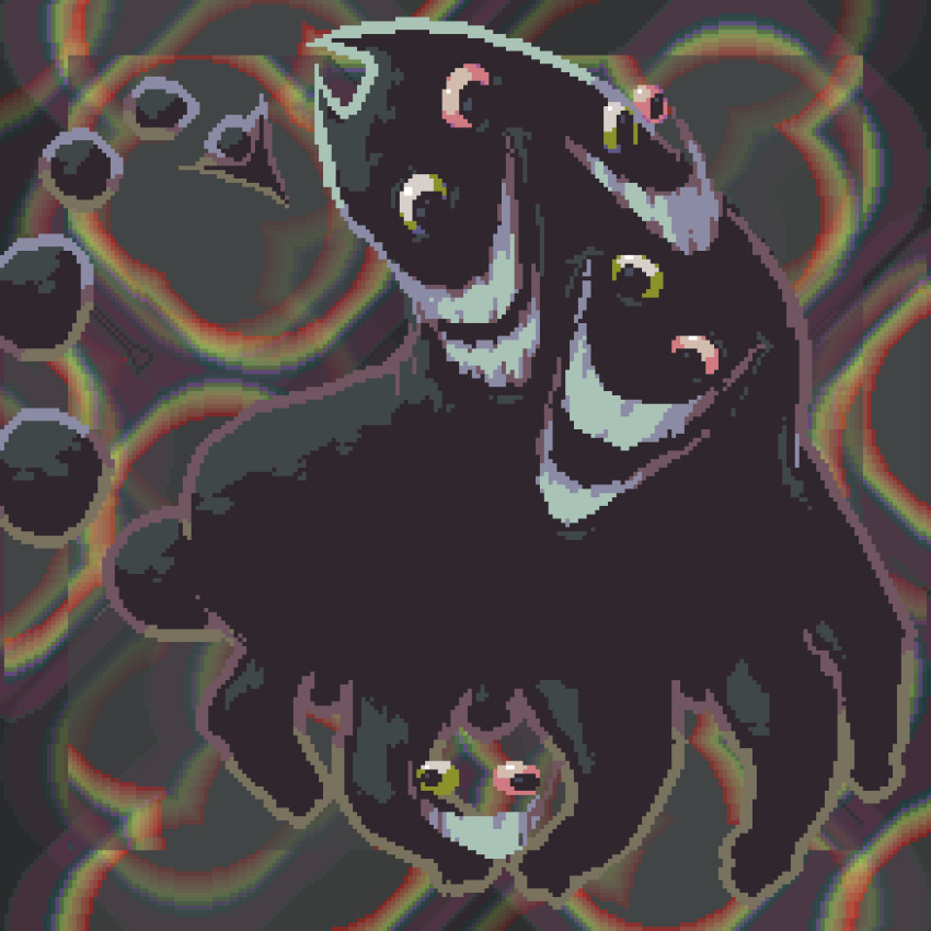 black_skin, colored_skin, commentary, deltarune, dotpict_(medium), english_commentary, extra_eyes, extra_legs