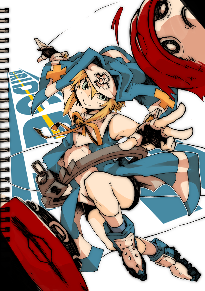 1boy, 2014, :d, anba_saa, ankle_boots, arc_system_works, black_gloves, blonde_hair