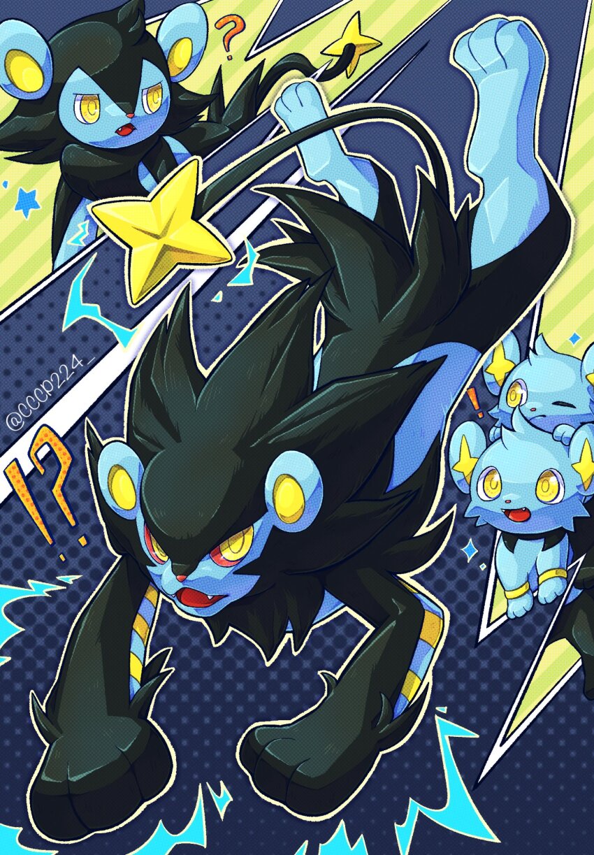 !?, ?, abstract_background, artist_name, black_fur, blue_fur, cccp224, commentary_request