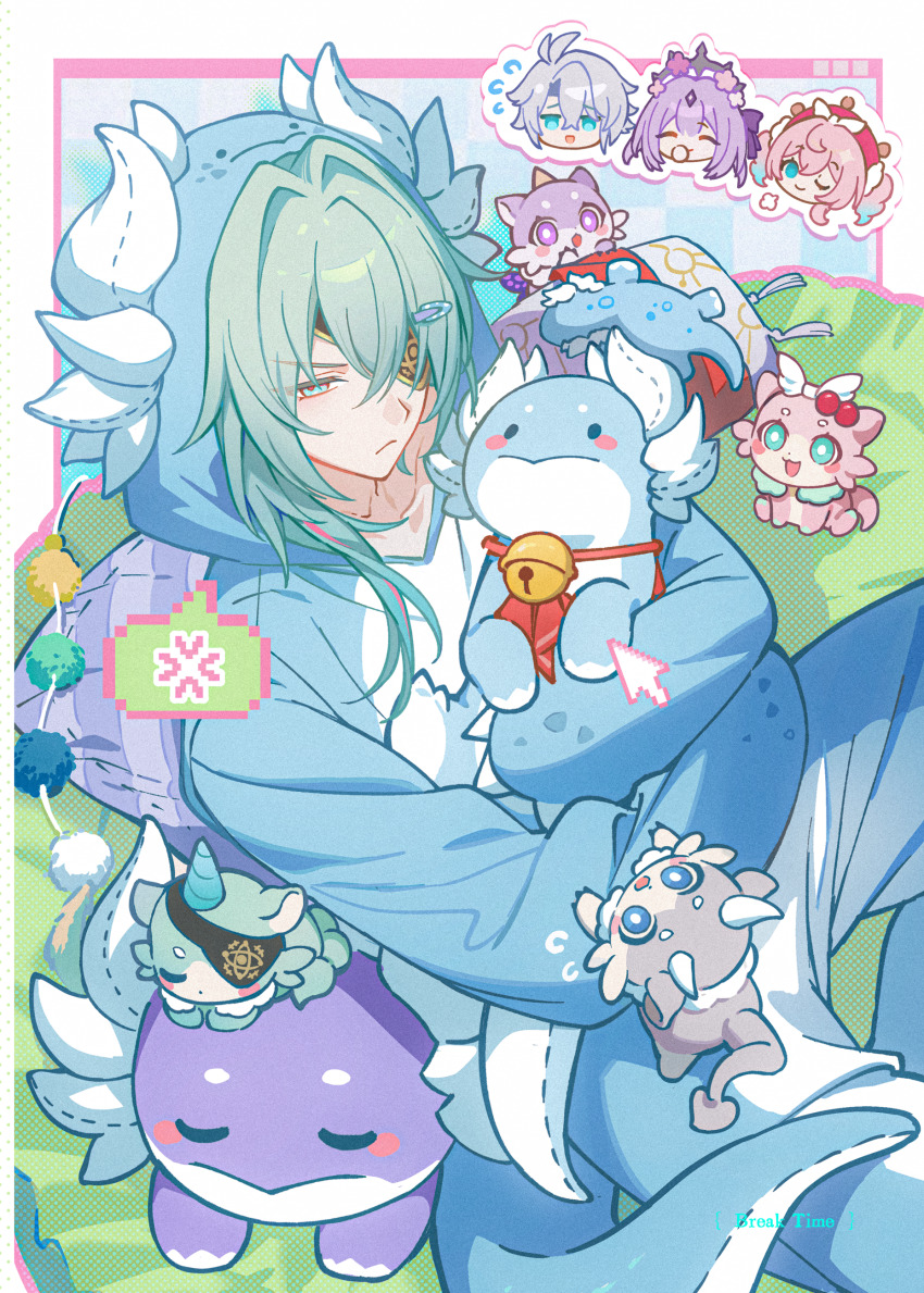 2boys, 2girls, :<, :3, :o, absurdres, ahoge, anaxa_(honkai:_star_rail)