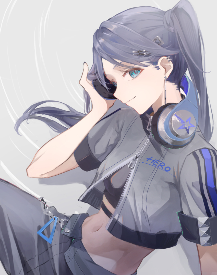 1girl, arm_support, asahinakoru, bare_arms, black_hair, black_pants, black_shirt, blue_eyes