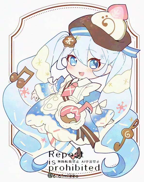 1girl, :d, blue_dress, blue_eyes, blue_hair, brown_hat, brown_shoes, collared_dress