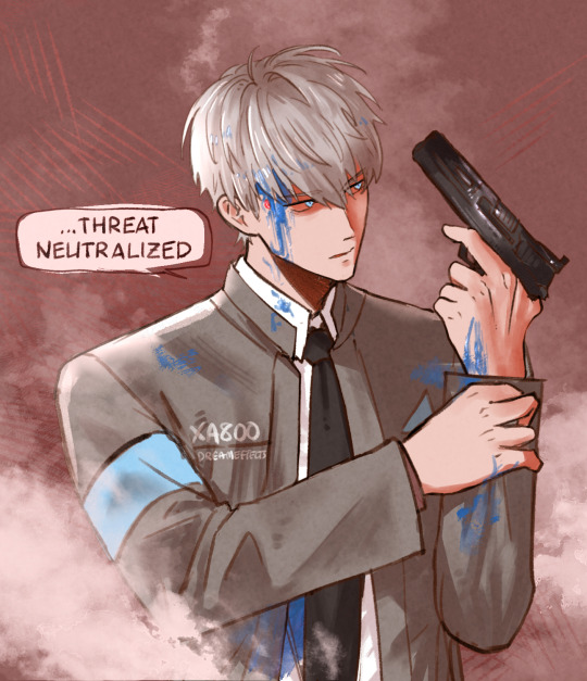 1boy, black_necktie, dreameffectss, formal_clothes, gun, holding, holding_gun, holding_weapon