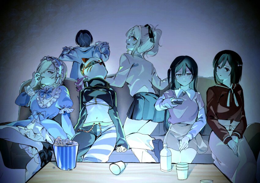 6+girls, a.l.a.n_(love_live!), anegoma567, asaka_karin, black_pants, black_shoes, black_shrug, black_skirt