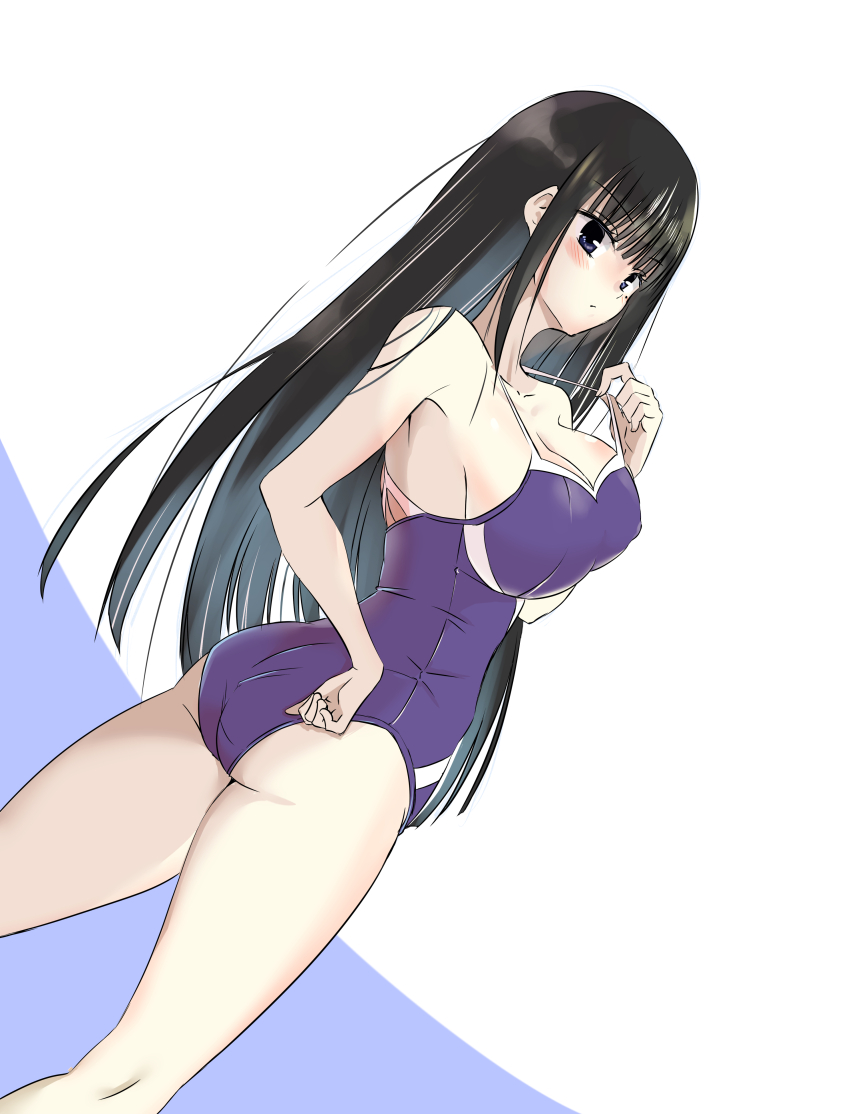 1girl, absurdres, armpits, ass, ayakashi_triangle, bare_shoulders, black_eyes, black_hair