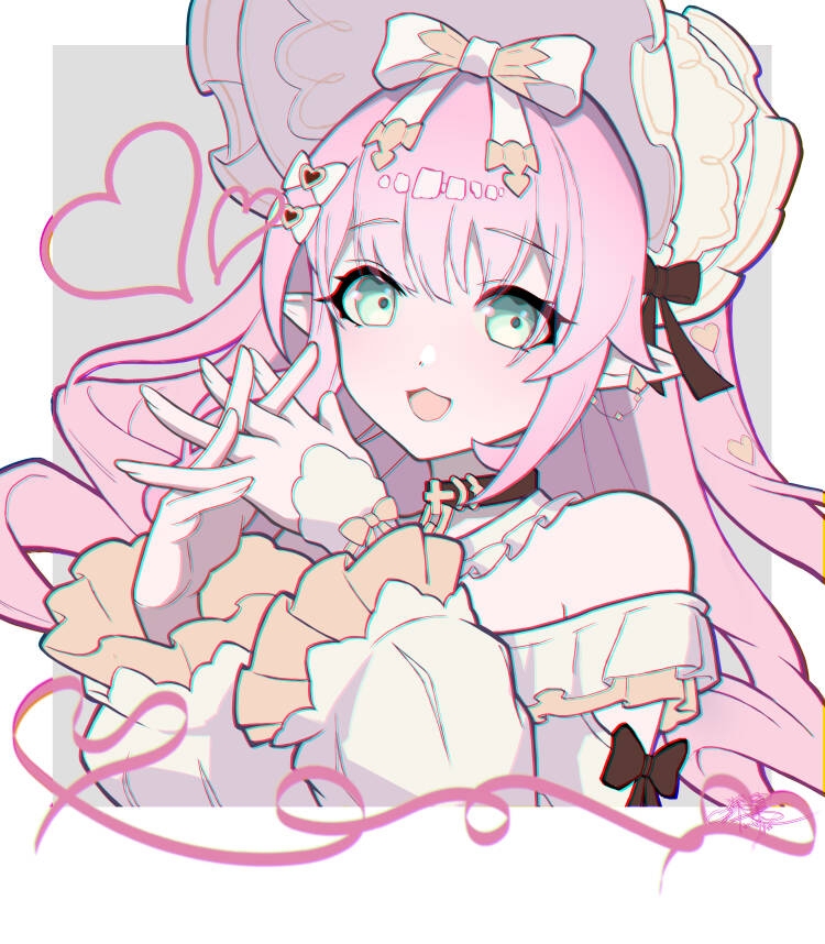 1girl, bare_shoulders, black_choker, blunt_bangs, choker, detached_collar, dress, drill_hair