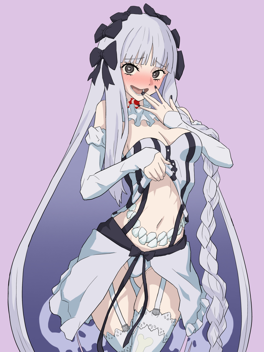 1girl, absurdres, bare_shoulders, black_bow, black_eyes, blush, bow, braid