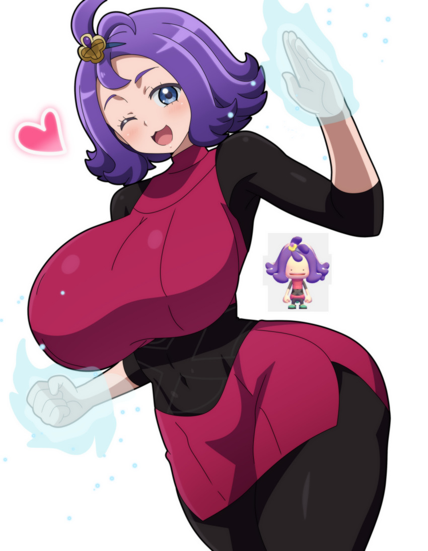 absurdres, acerola_(pokemon), alternate_costume, breasts, ditto, female_protagonist_(pokemon_pokopia), gen_1_pokemon, highres