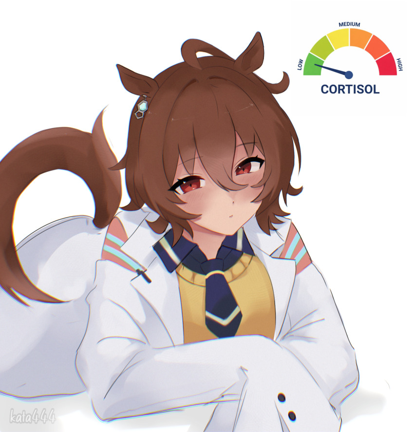 1girl, agnes_tachyon_(tach-nology)_(umamusume), agnes_tachyon_(umamusume), animal_ears, blush, brown_hair, closed_mouth, coat