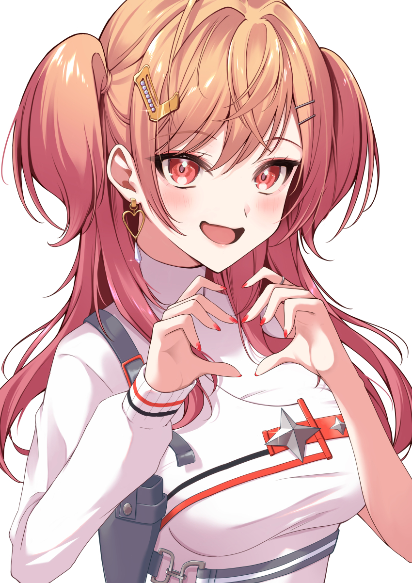 1girl, absurdres, breasts, commentary_request, deshihayashi18, earrings, gradient_hair, hair_ornament