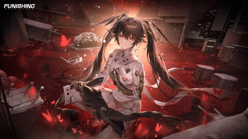 1girl, absurdres, artist_request, black_hair, bug, butterfly, cape, dyanju