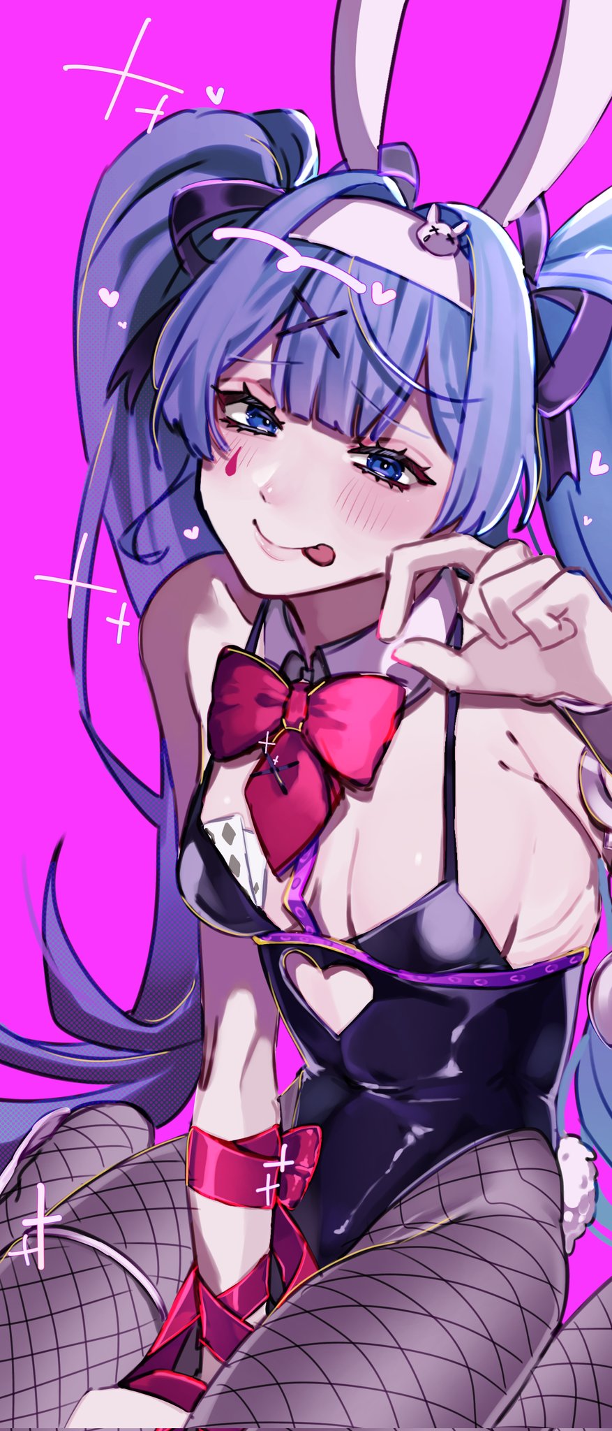 1girl, animal_ears, bare_shoulders, blue_eyes, blue_hair, blush, breasts, chest_harness