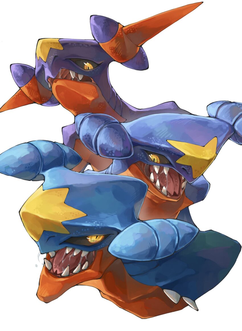black_sclera, colored_sclera, commentary_request, dragon, garchomp, gen_4_pokemon, highres, mega_garchomp