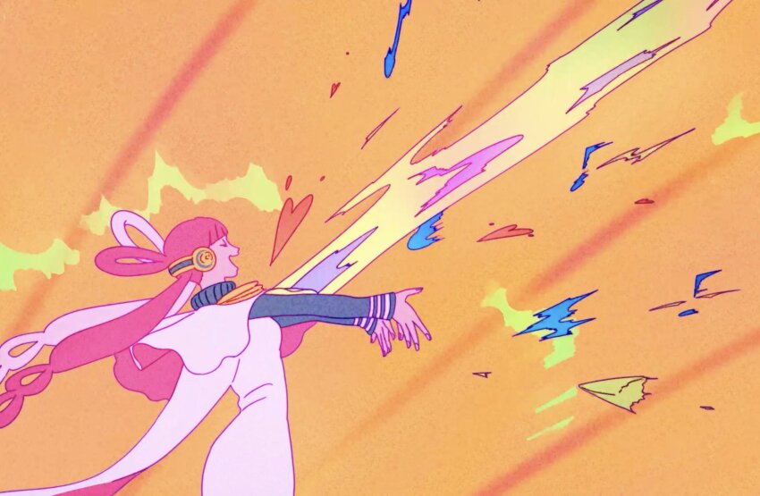 1girl, blunt_bangs, commentary_request, dress, headphones, heart, highres, nina_o0o0