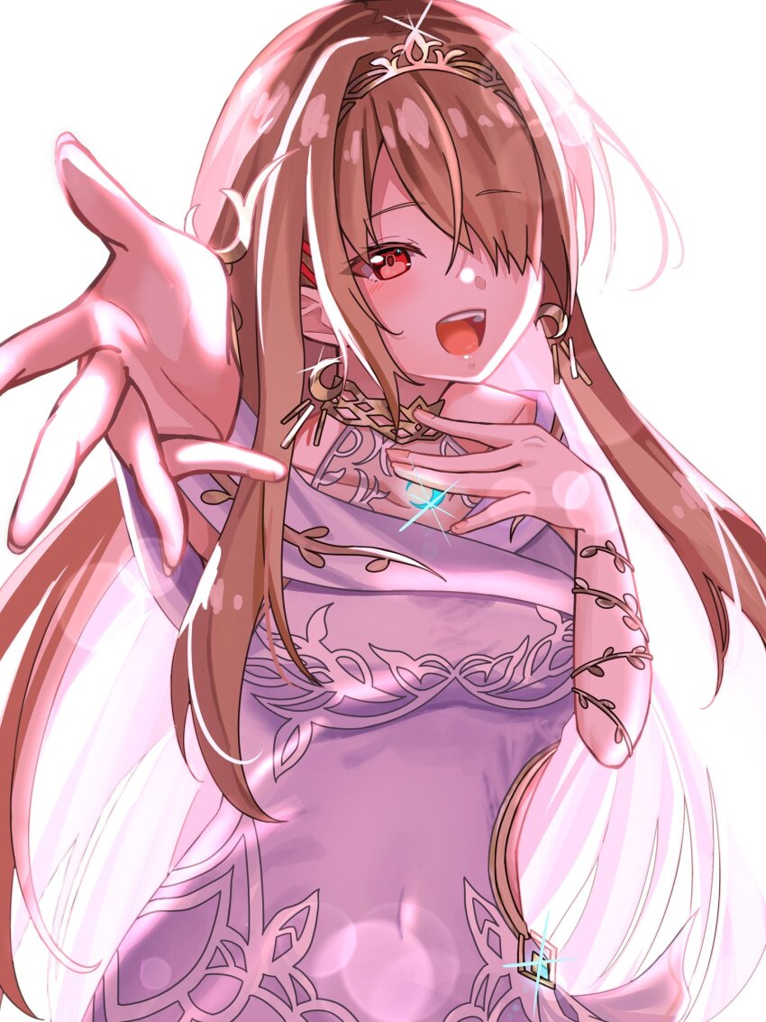 1girl, :d, alternate_hair_length_(longer), backlighting, blonde_hair, breasts, collarbone, commentary