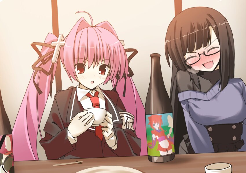 ahoge, alcohol, armband, asakura_moyu, bar_(place), black_corset, black_hair, black_jacket