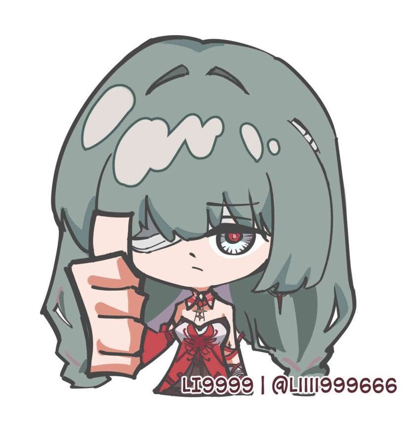 1girl, artist_name, bare_shoulders, breasts, closed_mouth, commentary, dress, english_commentary