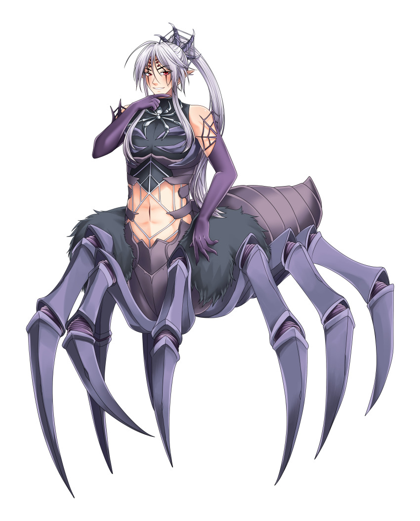 1boy, absurdres, arachne_(monster_girl_encyclopedia), arachne_boy, arthropod_boy, black_shirt, elbow_gloves, extra_eyes
