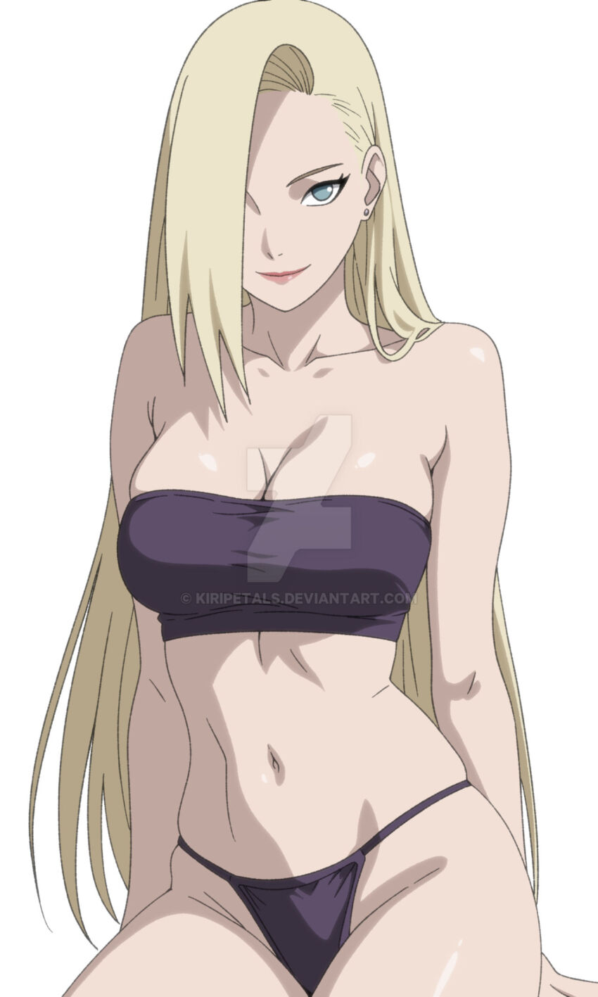 1girl, alternate_hairstyle, bare_shoulders, bikini, blonde_hair, blue_eyes, breasts, cleavage