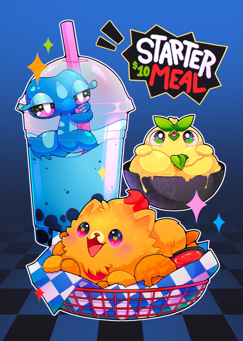 baby_animal, bird, browt, bubble_tea, chick, commentary, english_commentary, english_text