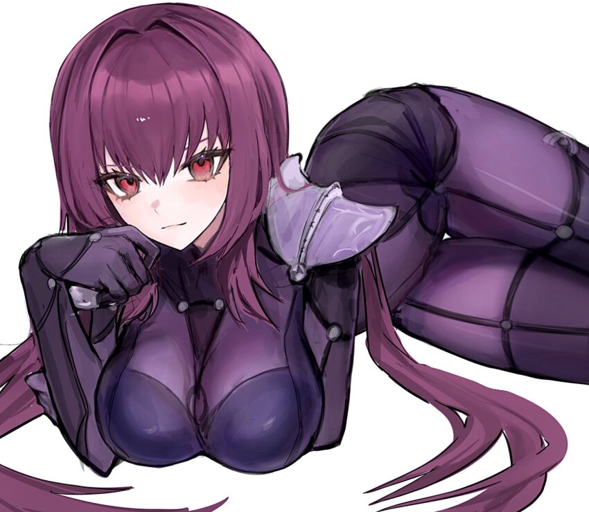 1girl, armor, bodysuit, breasts, cleavage, fate/grand_order, fate_(series), hair_intakes