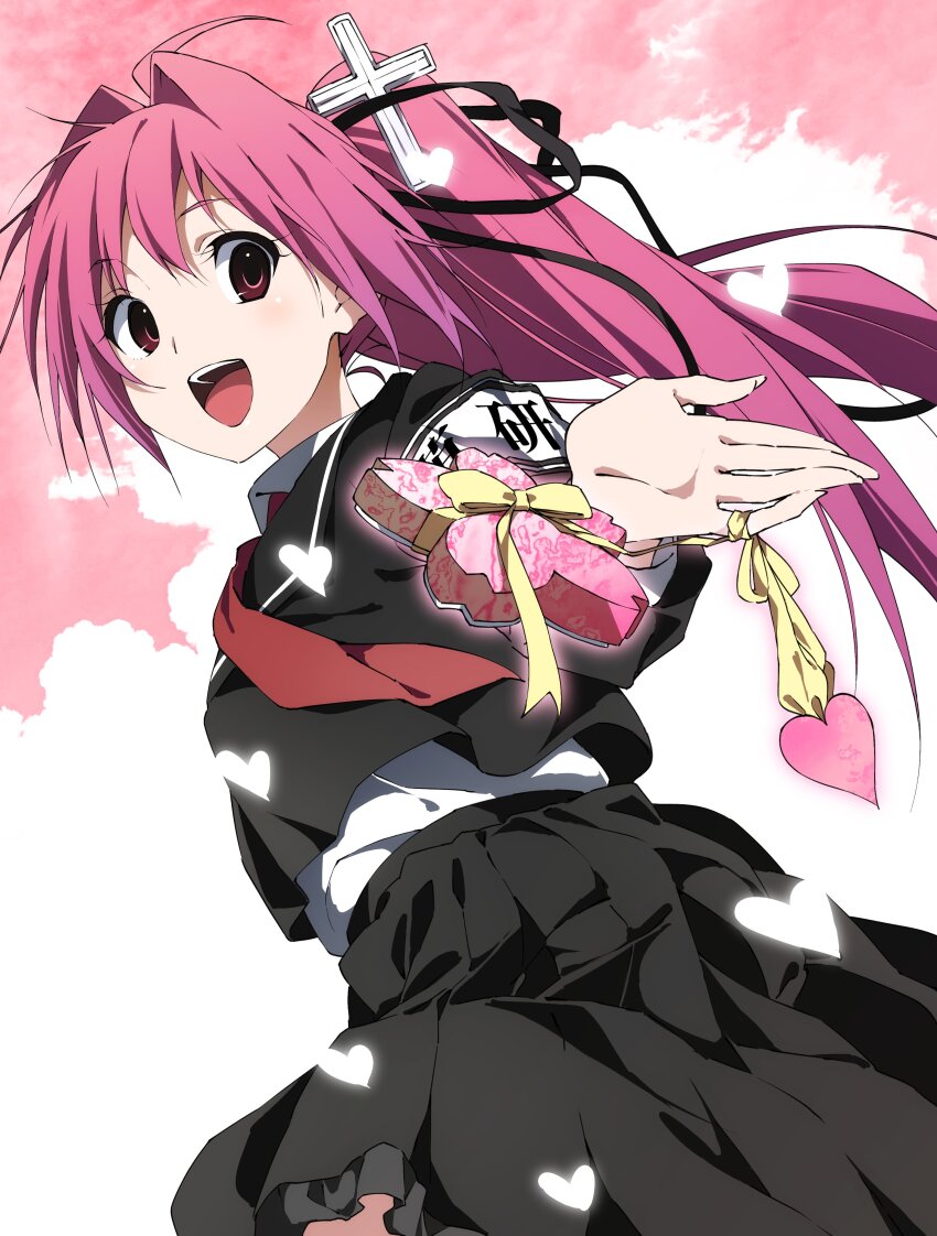 1girl, 2000s_(style), absurdres, armband, asakura_moyu, black_jacket, black_ribbon, black_skirt