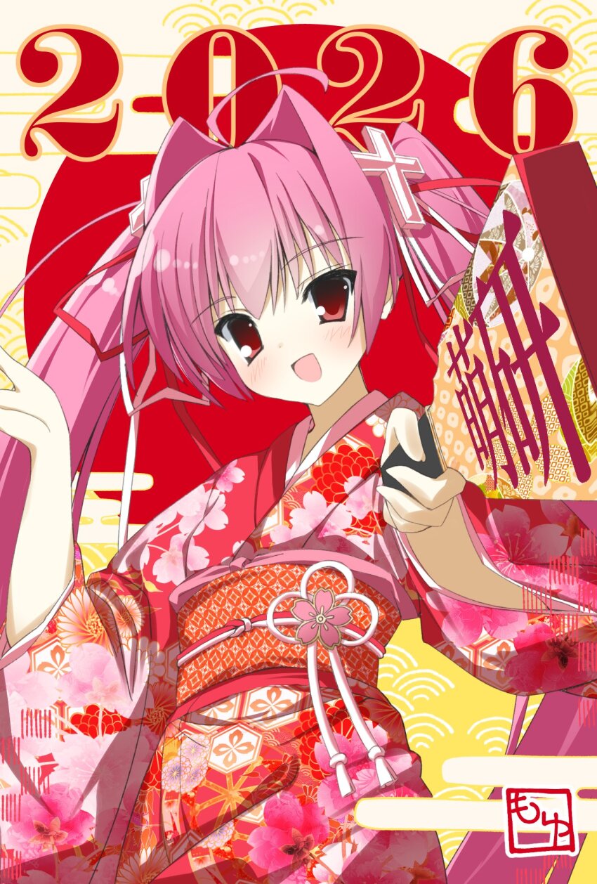 1girl, 2000s_(style), 2026, asakura_moyu, character_name, cherry_blossoms, commentary_request, copyright_name