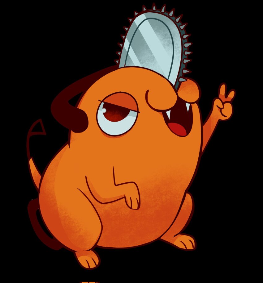 :3, avichuella, black_background, chainsaw, chainsaw_man, colored_skin, creature, fangs