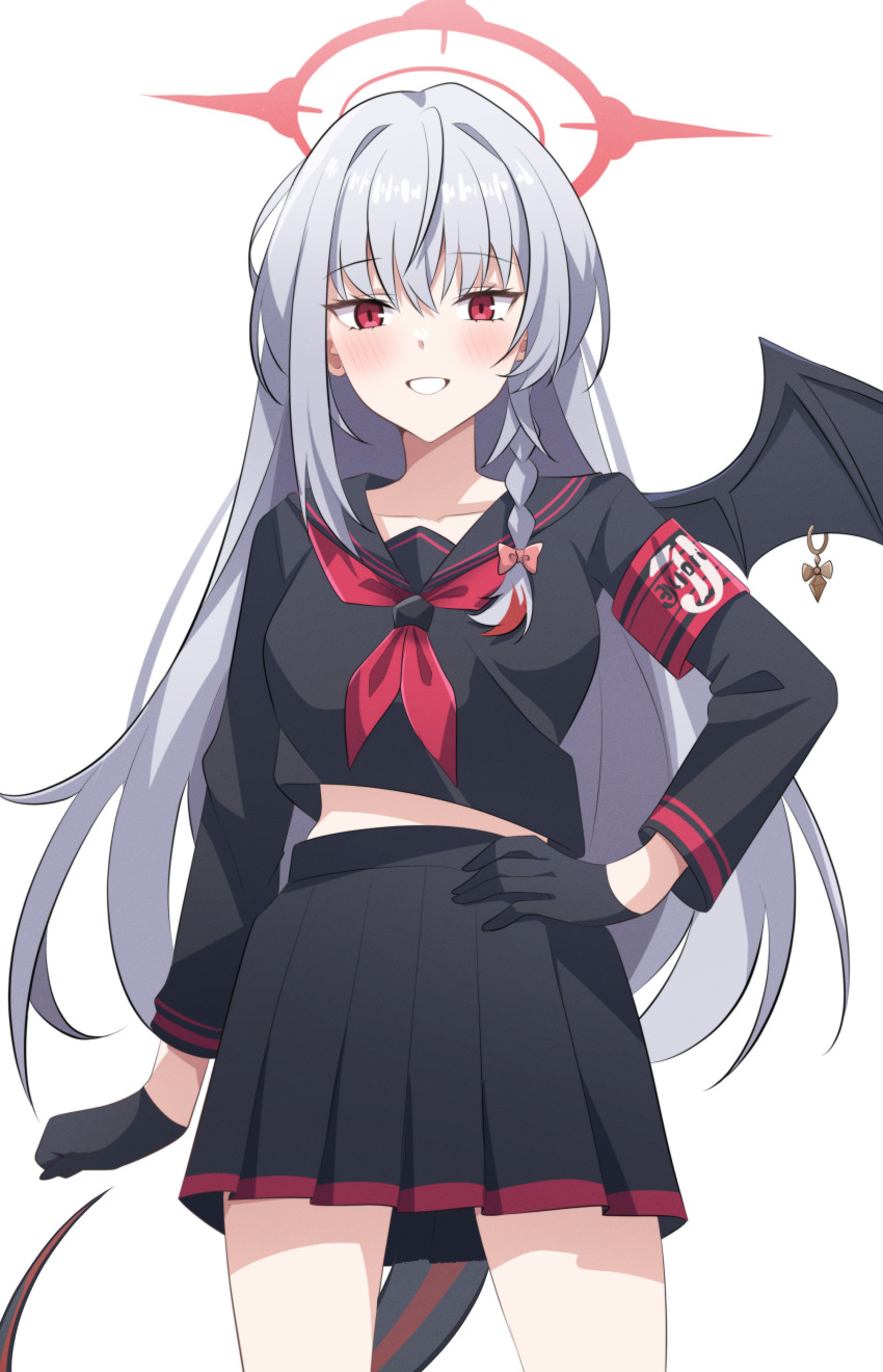 1girl, absurdres, blue_archive, braid, commentary_request, cosplay, gloves, halo