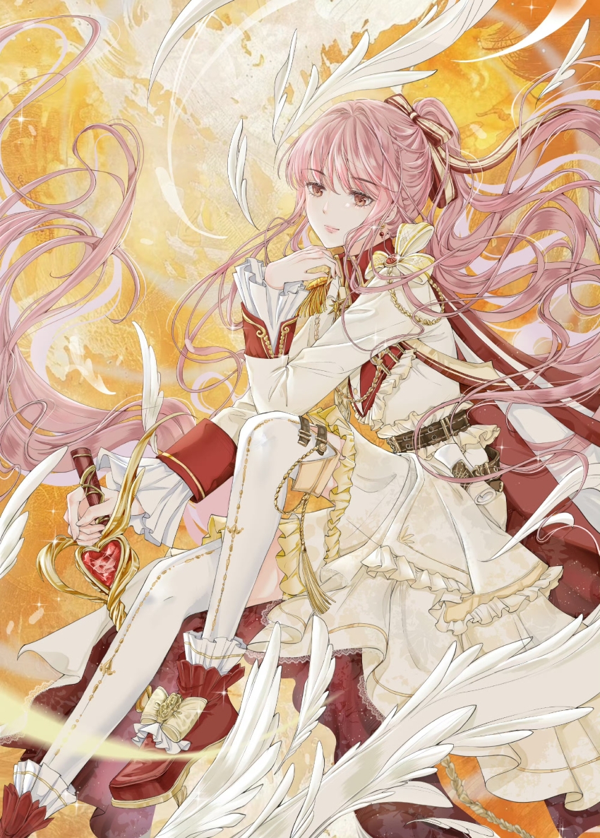 1girl, absurdly_long_hair, absurdres, aiguillette, artist_request, belt, black_belt, bow