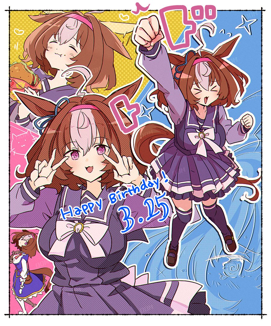 >_<, 1girl, @_@, ahoge, animal_ears, arm_up, blue_dress, blush