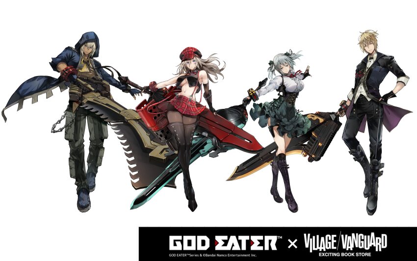 2boys, 2girls, absurdres, alisa_ilinichina_amiella, armlet, boots, breasts, chain