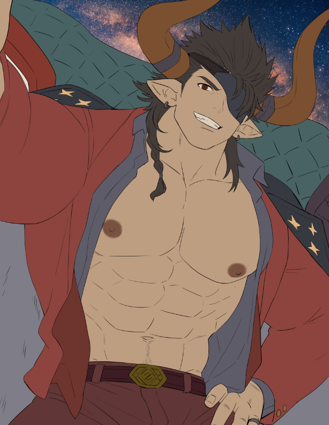 1boy, amainu, belt, black_belt, black_hair, blue_collar, braid, brown_eyes